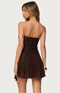 Edikted Elaia Asymmetric Strapless Lace Mini Dress