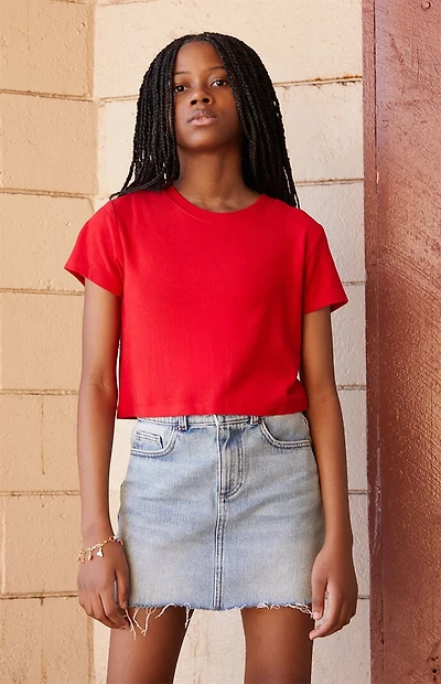 Pacsun Kids Red Ribbed Skimmer T-Shirt