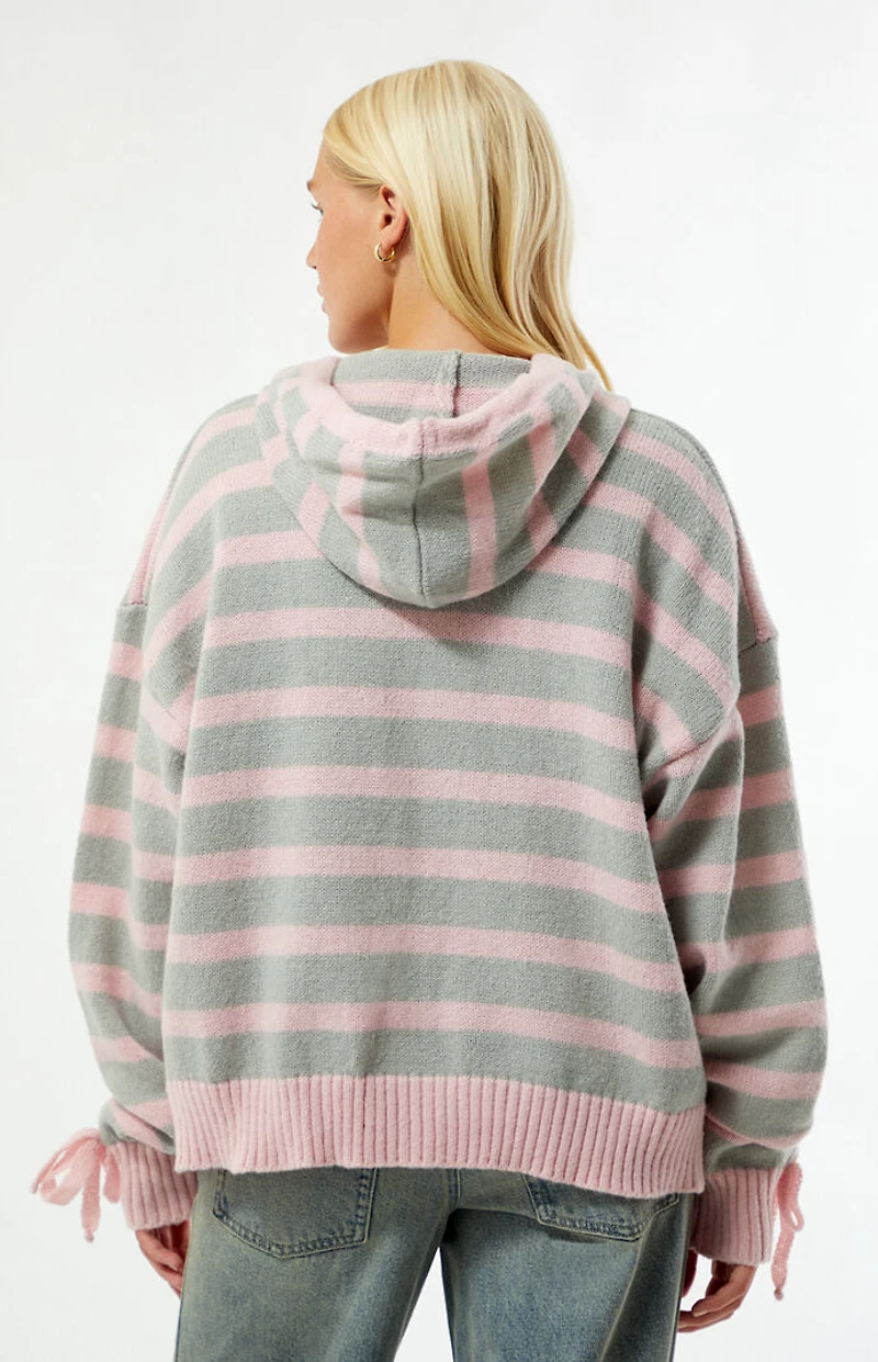 Daisy Street Bonnet Striped Hooded Cardigan