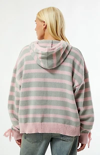 Daisy Street Bonnet Striped Hooded Cardigan