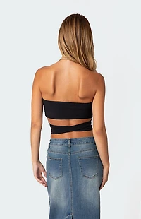 Edikted Zia Ribbed Ring Tie Crop Top