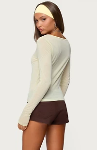 Edikted Ria Sheer Long Sleeve Henley Top