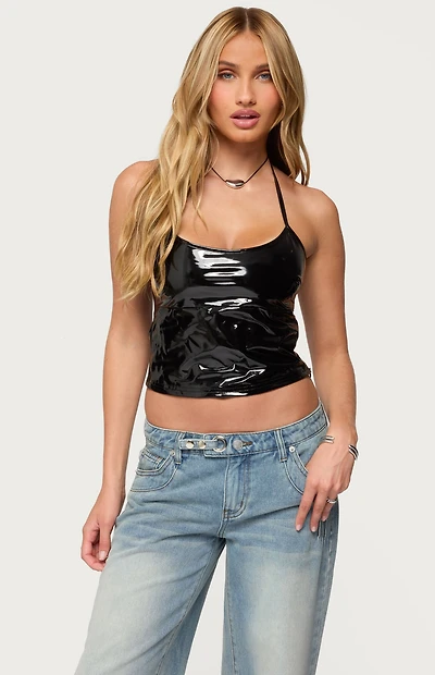 Edikted Vikki Vinyl Halter Top