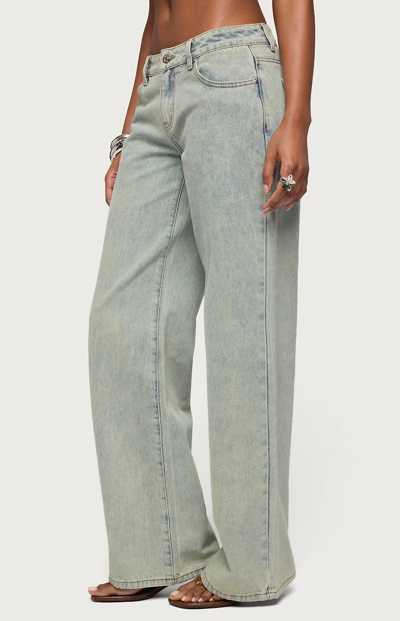 Edikted Tall Magda Acid Wash Low Rise Baggy Jeans