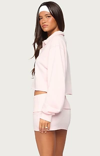 Edikted Cello Cropped Polo Sweatshirt