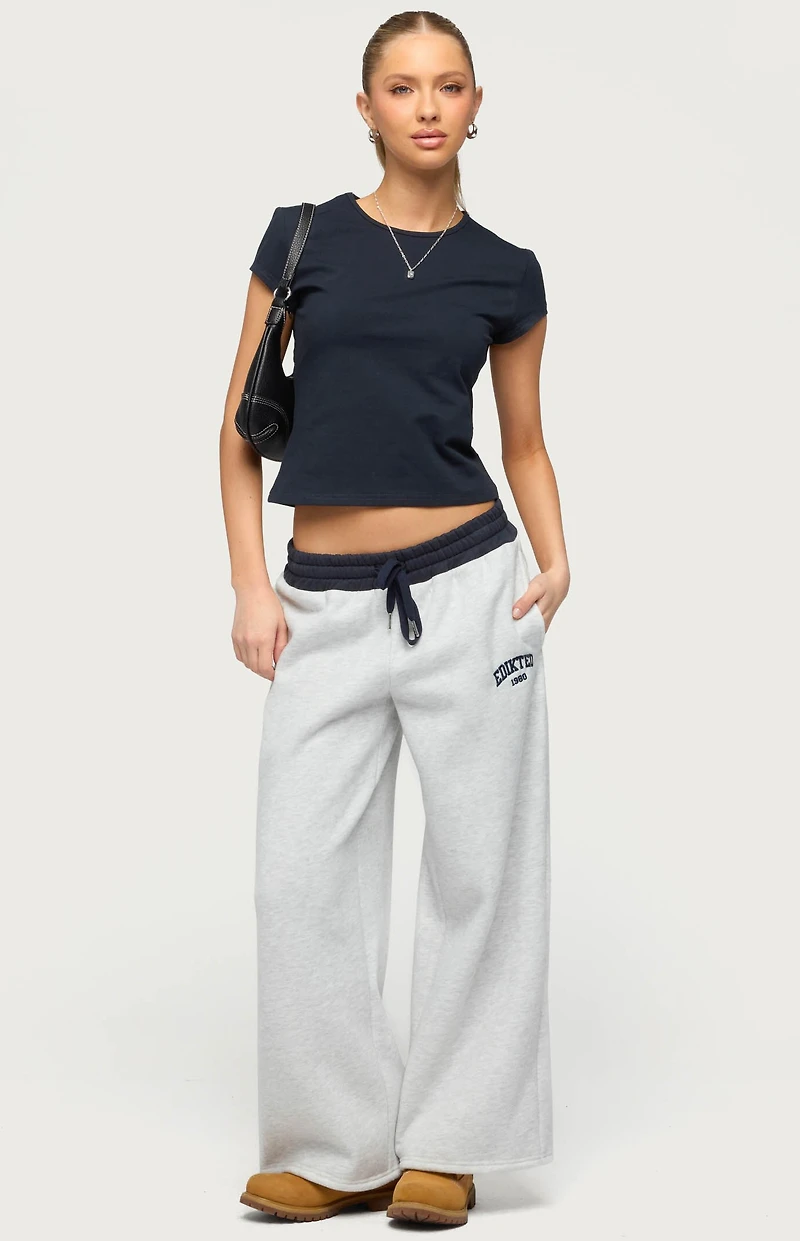Edikted Petite Contrast Embroidered Sweatpants