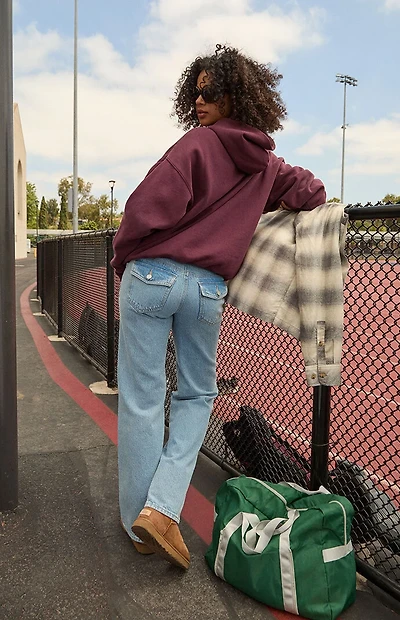 Pacsun Zoe Low Rise Girlfriend Jeans Button Pocket Light Blue