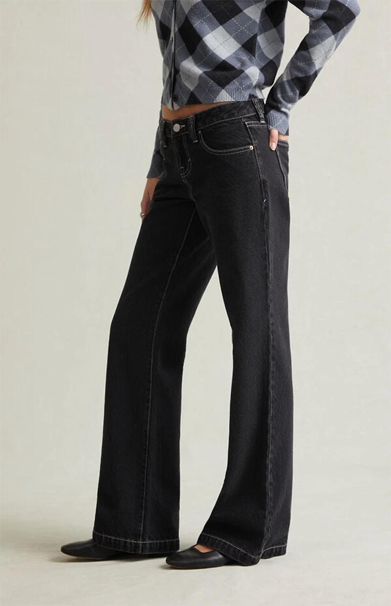 Pacsun Charlie Low Rise Baggy Bootcut Jeans Contrast Dark Blue