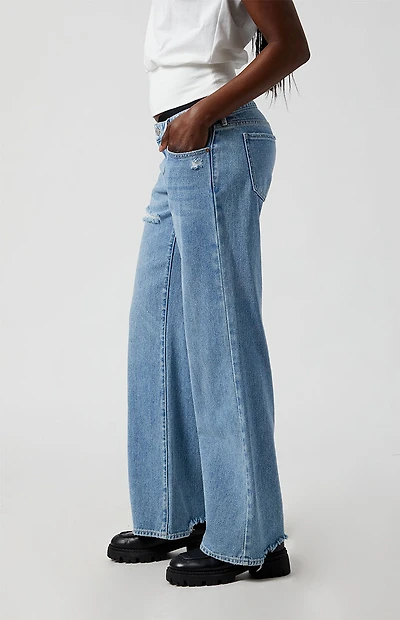 Pacsun Zoe Low Rise Girlfriend Jeans Ripped Medium Indigo