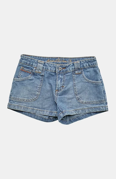 PS VINTAGE 2000s Y2K Low Rise Micro Light Indigo Jean Shorts