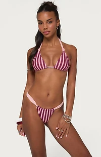 Edikted Esmer Knotted Striped Bikini Top