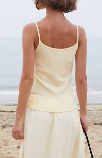 John Galt Yellow Lorene Button Tank Top