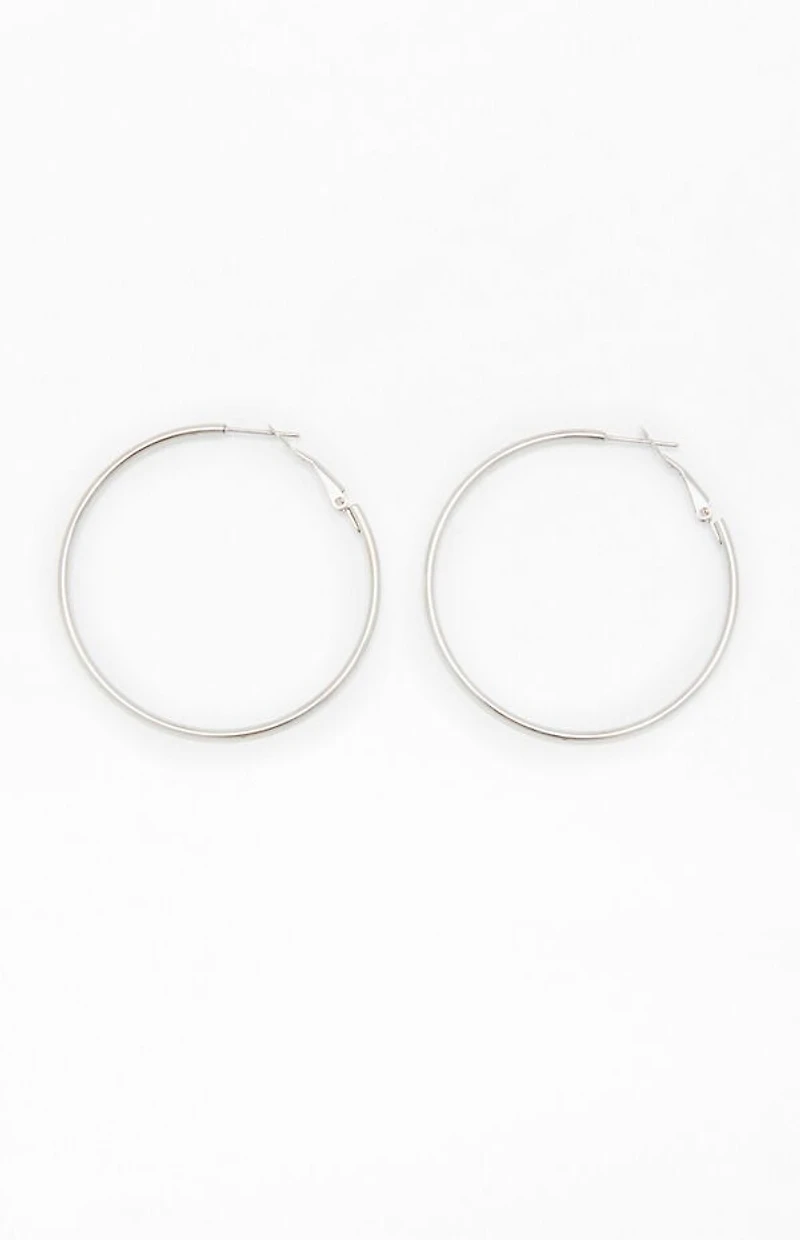 John Galt Large Silver Hoop Earrings