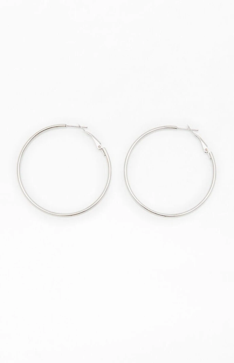 John Galt Large Silver Hoop Earrings