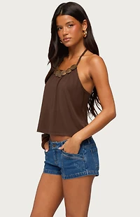 Edikted Gale Wood Disc Halter Top