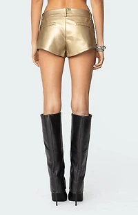 Edikted Melodi Faux Leather Micro Shorts