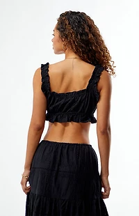 WEWOREWHAT Ruffle Button Crop Top