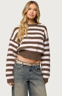 Edikted Penelope Fuzzy Striped Sweater