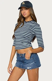 Edikted Esti Striped Quarter Sleeve Top