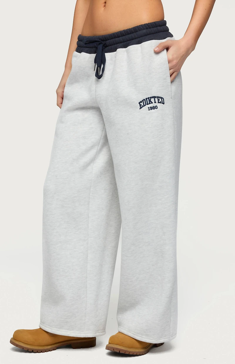 Edikted Petite Contrast Embroidered Sweatpants