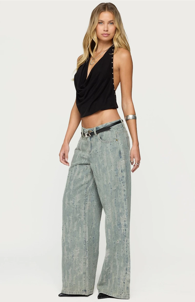 Edikted Irina Stud Cowl Neck Halter Top