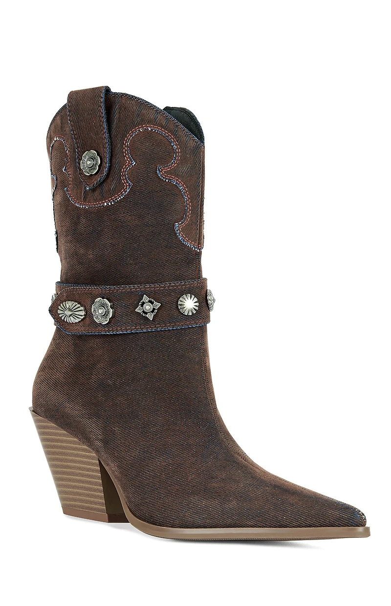 AZALEA WANG Women's Neith Orange Western Bootie
