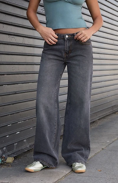 John Galt Washed Black Low Rise Straight Leg Jeans