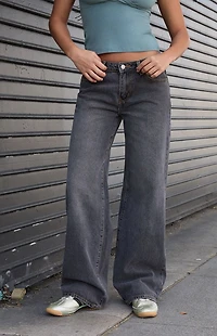John Galt Washed Black Low Rise Straight Leg Jeans