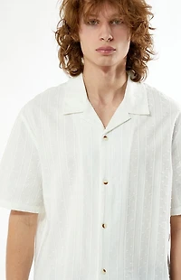 Pacsun White Pointelle Oversized Camp Shirt