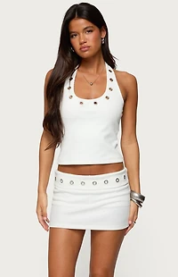 Edikted Havana Grommet Ribbed Halter Top