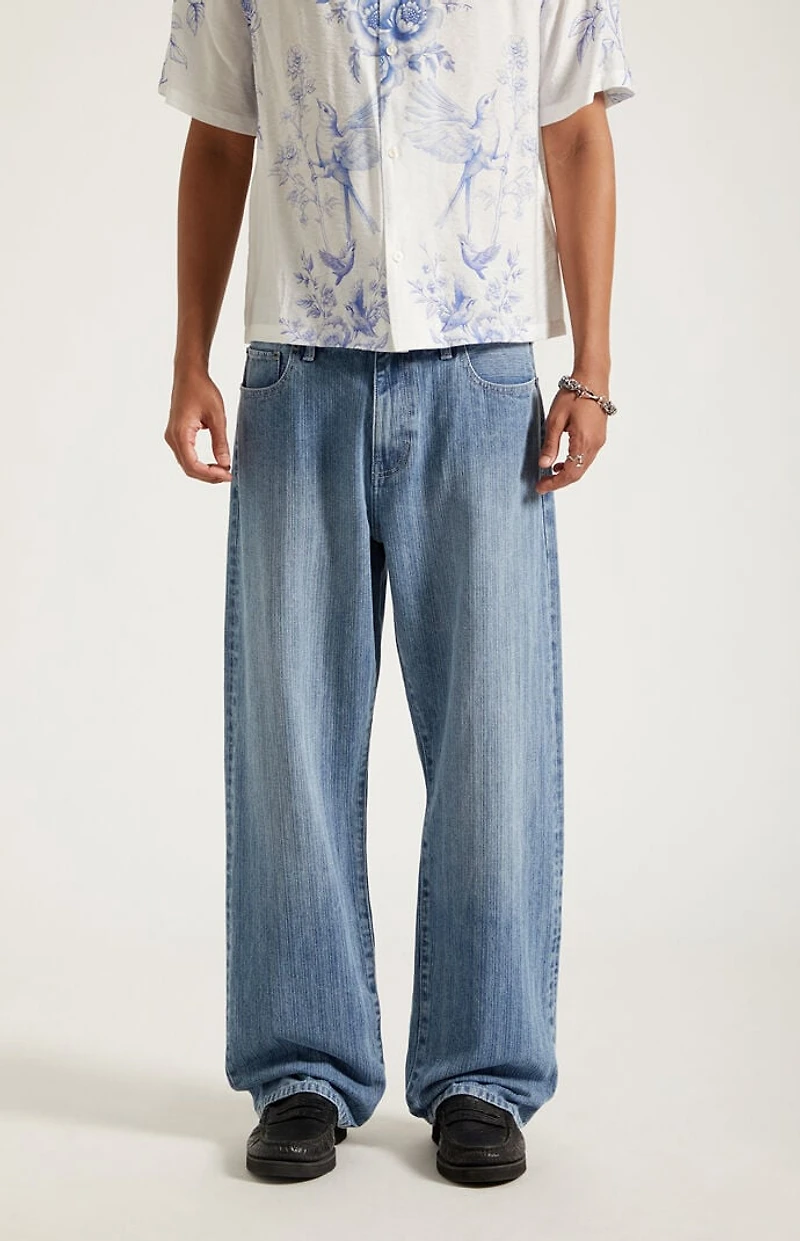 Pacsun Dylan Baggy Jeans Textured Medium Blue