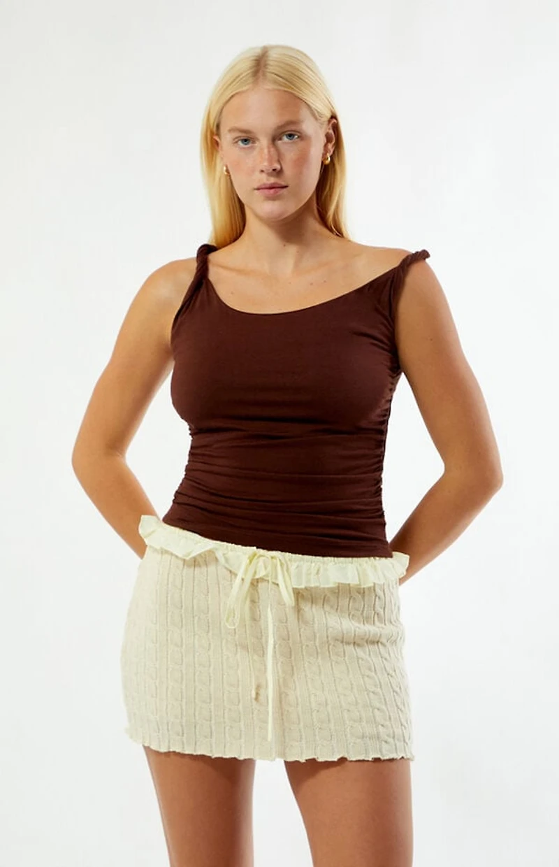 Zemeta Cable Knit Tie Mini Skirt