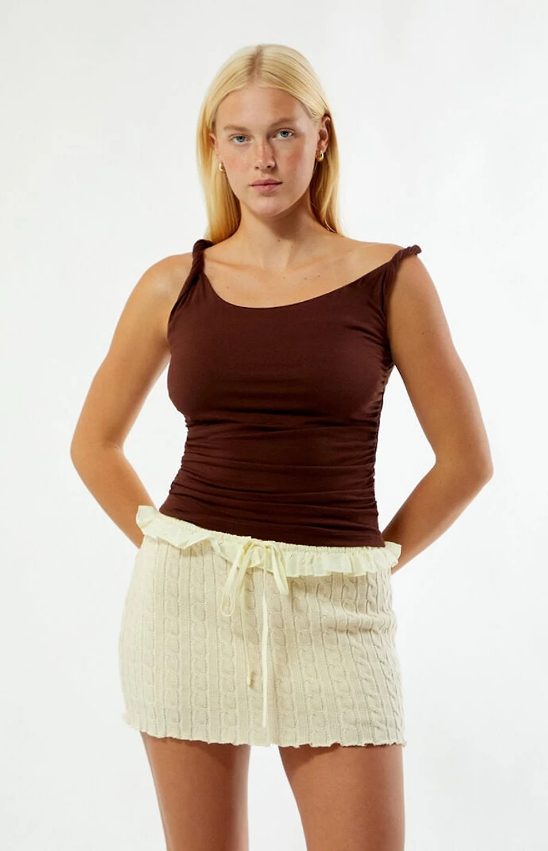 Zemeta Cable Knit Tie Mini Skirt
