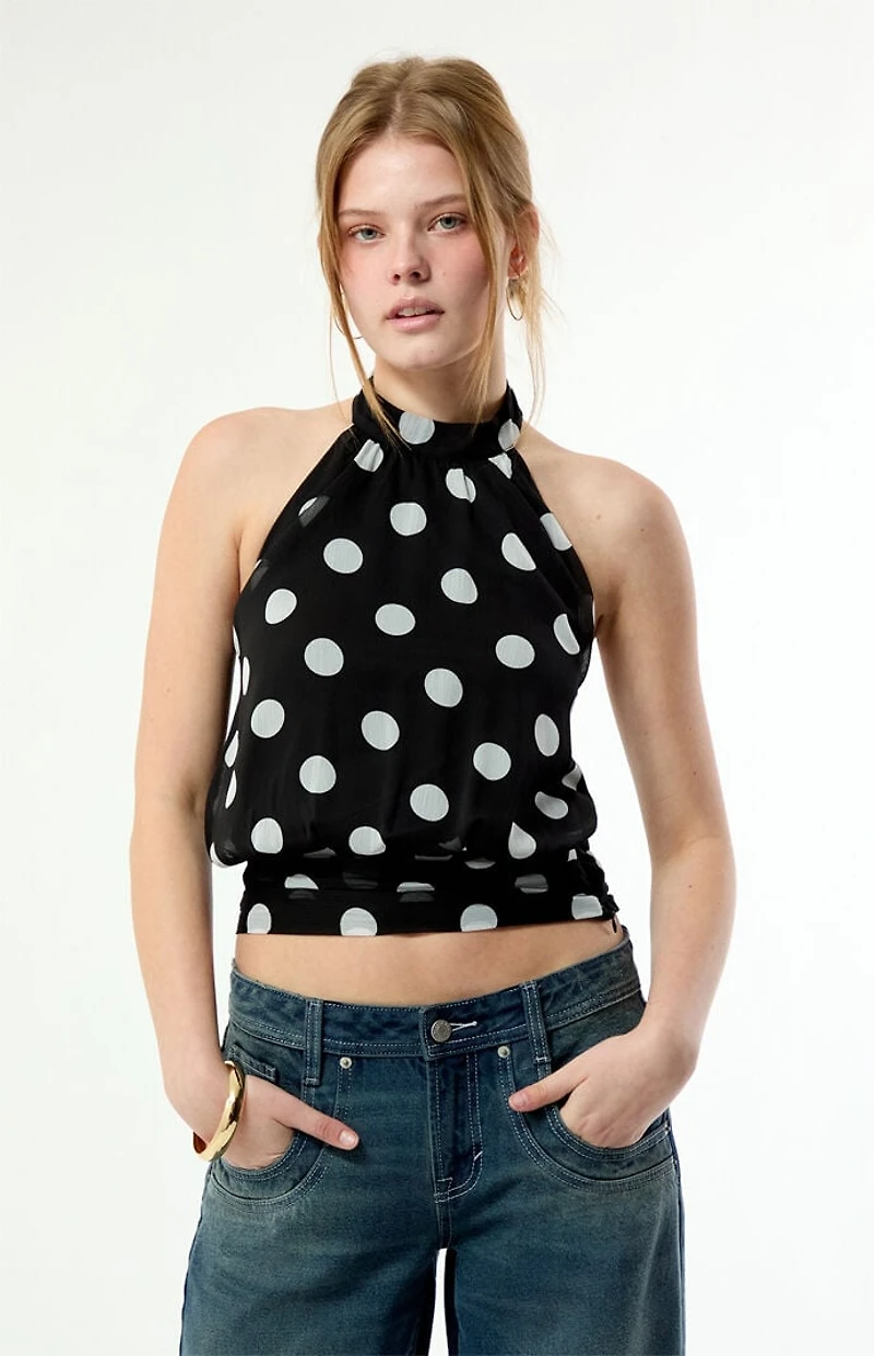 Beverly and Beck Mira Polka Dot Halter Top