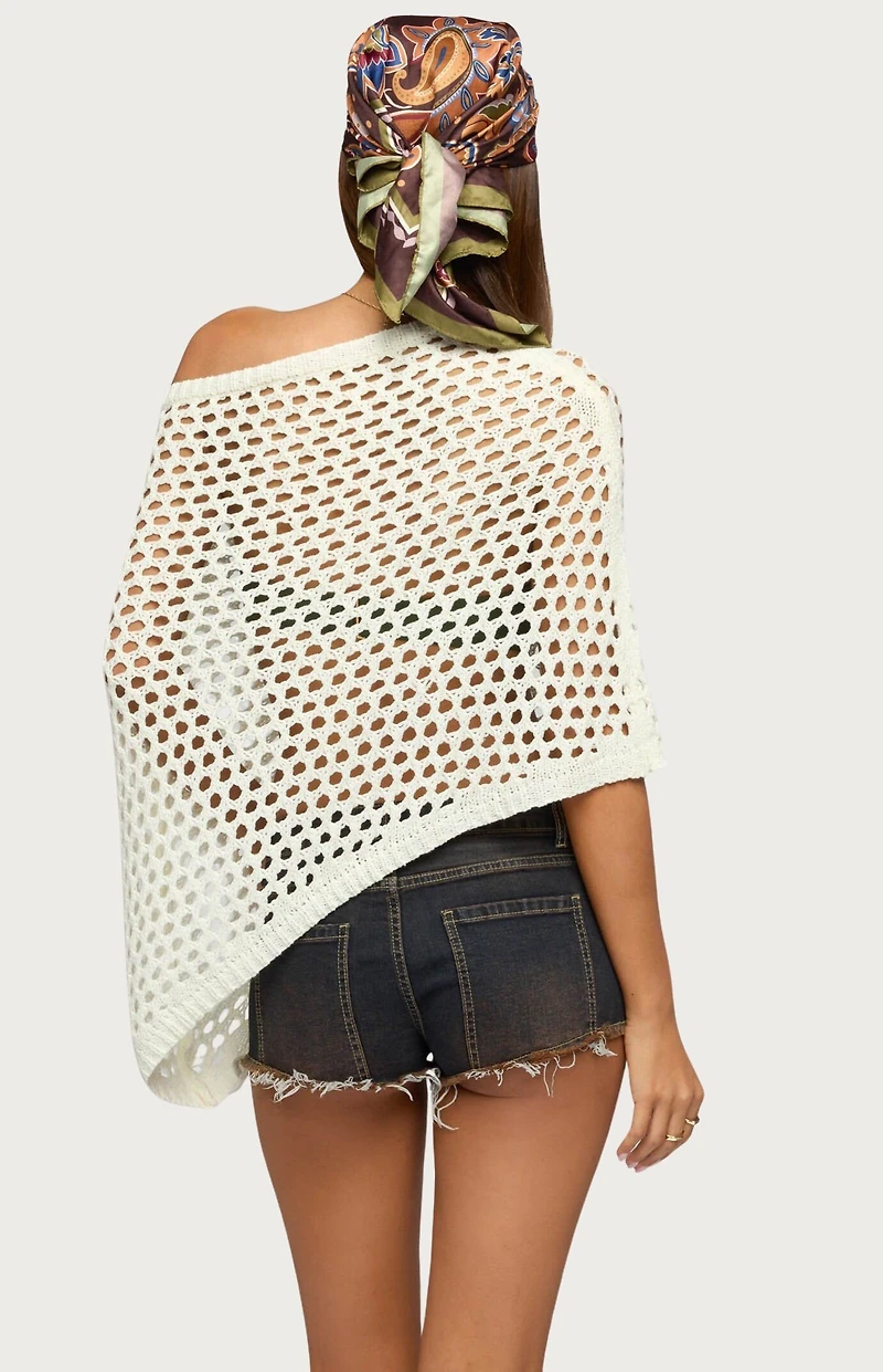 Edikted Cloe Off Shoulder Crochet Poncho