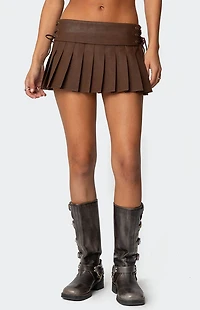 Edikted Faux Leather Pleated Mini Skort