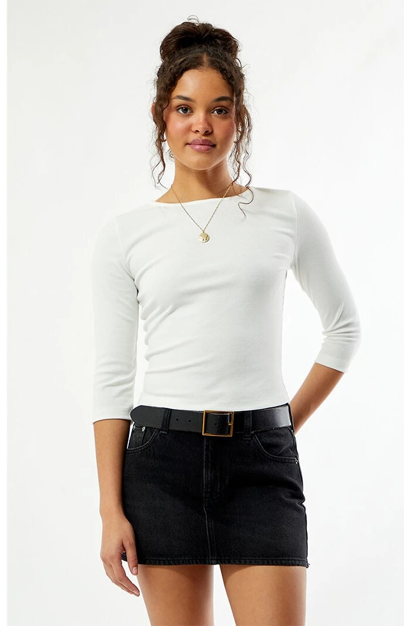 Your Favorite Donna Crew Neck 3/4 Sleeve Top