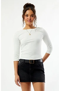 Your Favorite Donna Crew Neck 3/4 Sleeve Top