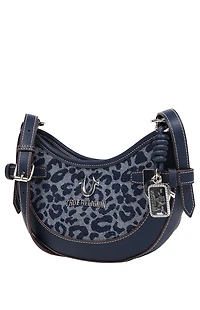 True Religion Blake Leopard Denim Belted Hobo Bag