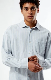 Pacsun Light Blue Striped Oxford Button Down Long Sleeve Shirt