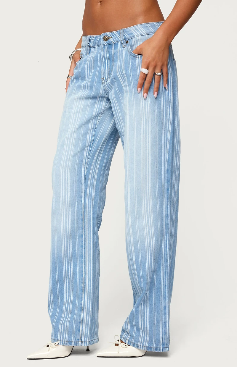 Edikted Tera Striped Low Rise Jeans
