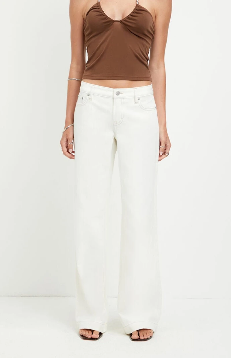 Pacsun Casey Low Rise Baggy Jeans Contrast Stitch White