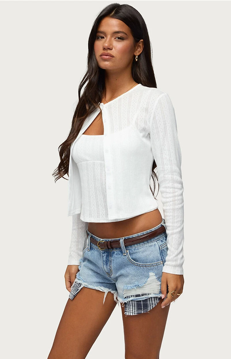 Edikted Adie Pointelle Cardigan