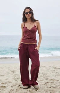 John Galt Burgundy Anastasia Linen Pants