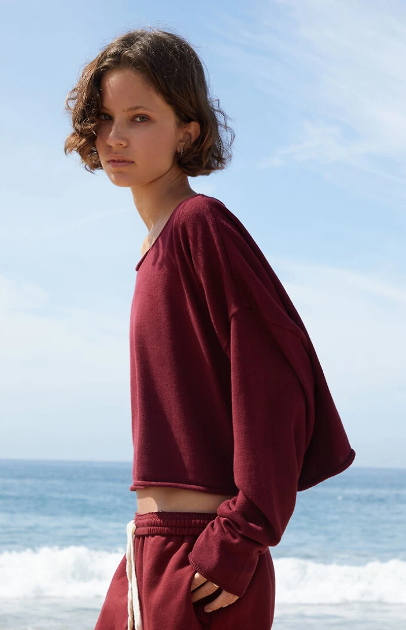 John Galt Burgundy Cameron Cropped Sweater
