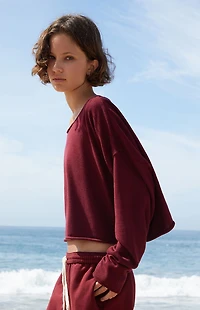 John Galt Burgundy Cameron Cropped Sweater