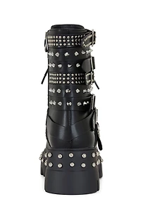 AZALEA WANG Women's Winola Silver Faux Leather Combat Boots