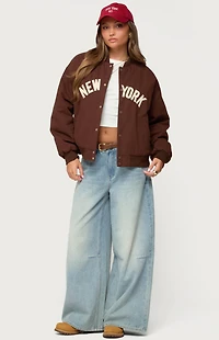 Edikted Big Apple Oversized Bomber Jacket