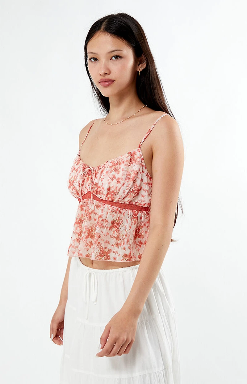 LA Hearts Floral Tie Front Cami