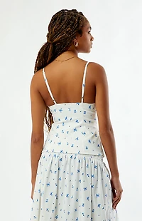 WEWOREWHAT Button Up Ruffle Tank Top